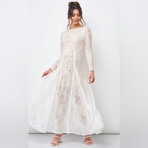 Boho plunge back wedding dress